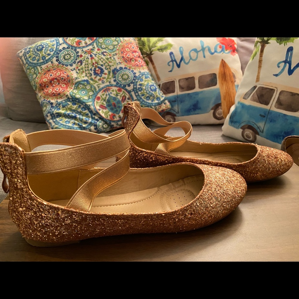 Lov Mark Rose Gold Sequin Ballet Flats Women’s Size 10